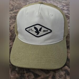 American Eagle Trucker Cap in White and Khaki NWT